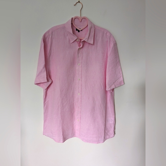 Jaeger Other - Jaeger Pink 100% Linen Summer Shirt Mens Size XL Short Sleeve